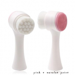 Facial Cleansing Brush, 3 in 1 Silicone Face Brush Soft Bristles Double Sided Blackhead Exfoliating Cleaning Brush