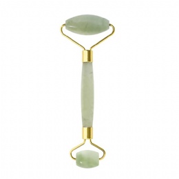 Jade Roller for Face Portable Double Headed Stone Facial Roller Massager Face Slimming Lift Massage，Double Head Design Green Jade  Quartz Green Jade